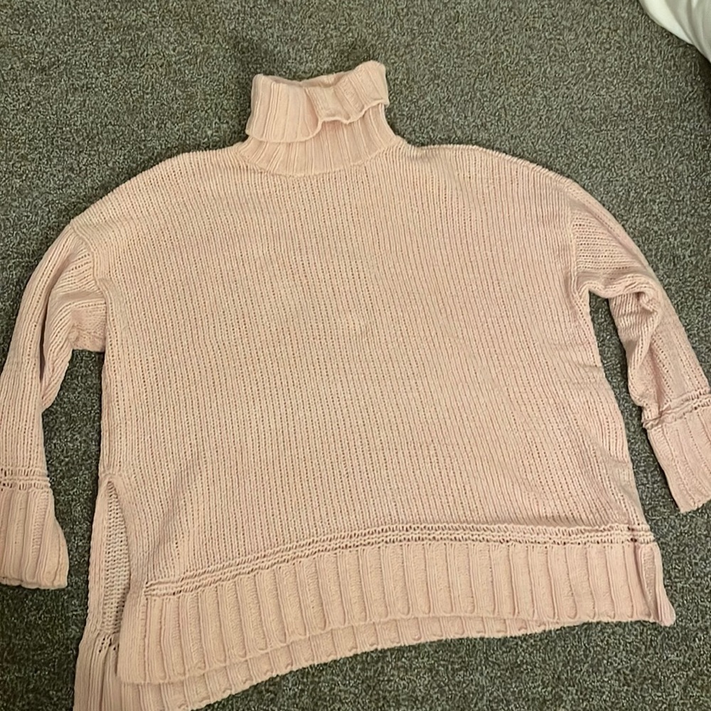 Baby pink Aerie chenille turtleneck sweater